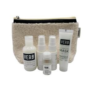 Travel Set of 5 Verb Hair Care Products Conditioner Mask Oil Shine Spray Bag